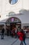 MARIENPLATZ, MUENCHEN, APRIL 6, 2019: trourist walking in and out of the FC Bayern store at the Marienplatz