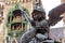 Marienplatz Square detail, Munich, Germany. Statue of angel closeup on background of Neues Rathaus or New Town Hall