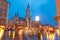 Marienplatz square at night in Munich, Germany