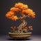 Marigold Bonsai: A Detailed Fantasy Art In Azure And Amber