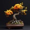 Marigold Bonsai: Meticulous Design With Paper Sculptures And Leaf Patterns
