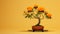 Marigold Bonsai Tree: Captivating Floral Still Life Desktop Wallpaper