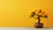 Marigold Bonsai Tree: Meticulous Photorealistic Still Life On Yellow Background