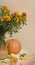 Marigold bouquet and pumpkin