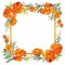 Marigold Frame On White Background With Watercolor Effect