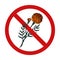 Marigolds in the forbidden sign. Vector prohibition sign with flower sketch. Don t pick flowers