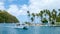 Marigot bay St Lucia, tropical beach harbor of Saint Lucia with sailing boats