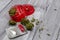 Marijuana buds a grinder and a pill, medical marijuana concept