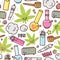 Marijuana kawaii cartoon seamless vector pattern