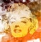 Marilyn Monroe portrait, watercolor style , hand drawing on the wall