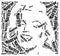 Marilyn Monroe portrait. Word cloud illustration.