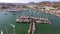Marina aerial yacht business boat harbor luxury tourism coastline travel drone shot Bodrum Mugla, Turkey