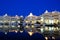 Marina area at night, Benalmadena, Spain.