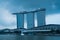 Marina Bay Sands over cloudy sky background