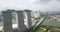 Marina Bay Sansa and Singapore Flyer are shot from the air by drone, Singapore