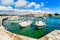 Marina and Campanile of the picturesque Fazana on Istria peninsula in Croatia