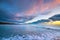 Marina di Cecina beach coast in Maremma at sunset, Tuscany, Ital