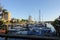 A marina with docks full of all types of boats on a beautiful sunny morning in downtown, Nanaimo, British Columbia, Canada