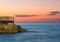 Marina Grande pier at sunset in Sorrento Amalfi Coast Italy