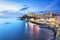 Marina of Piombino blue hour view from piazza bovio.Tuscany Italy