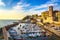 Marina of Piombino sunset view from piazza bovio.Tuscany Italy