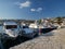 A marina in the seaside town of Okrug Gornji, Croatia, overlooking the mountains