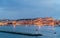 Marina with ships at Cagliari at dusk