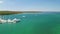 Marina in Veli Rat on Dugi Otok island on Adriatic sea in Croatia, aerial view from drone
