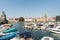 Marina and waterfront in historic Lindau town on Lake Constance, Germany