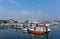 Marina Weymouth Dorset UK with boats and yachts on a calm summer day