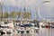 Marina and yachts in Lake Geneva in Lausanne in Switzerland