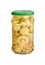 Marinated mushrooms in the glass jar