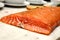 Marinated salmon Side dishes on cut Board