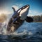 Marine acrobat Big orca whale in a spectacular leaping display