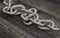 Marine anchor chain on the wooden floor.3d rendering.