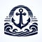 Marine anchor. Logo, icon, poster, postcard, greeting card, background, sticker, label, banner.