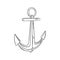 Marine anchor sketch. Metal anchor as a symbol of sea adventures. Vector illustration