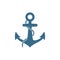 Marine anchor with tangled rope chain isolated icon.