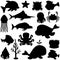 Marine Animals Silhouettes Set
