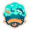 marine aquarium, aquatic reserve, ocean life, cartoon vector illustration. label, sticker, t-shirt printing