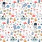 Marine baby seamless pattern with cute marine life