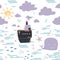 Marine baby seamless pattern with cute marine life