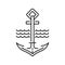 Marine boat or vessel anchor and wave line icon