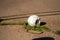 marine buoy washed up in the beach. rubbish and waste in the ocean