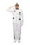 A marine captain wearing a white suit stands straight