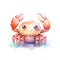 Marine crab watercolor illustration, marine animals clipart