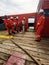 Marine crew training fire drill on board ship