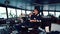 Marine Deck Officer or seaman on navigation bridge of vessel or ship