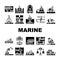marine engineering ship icons set vector