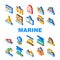 marine engineering ship icons set vector